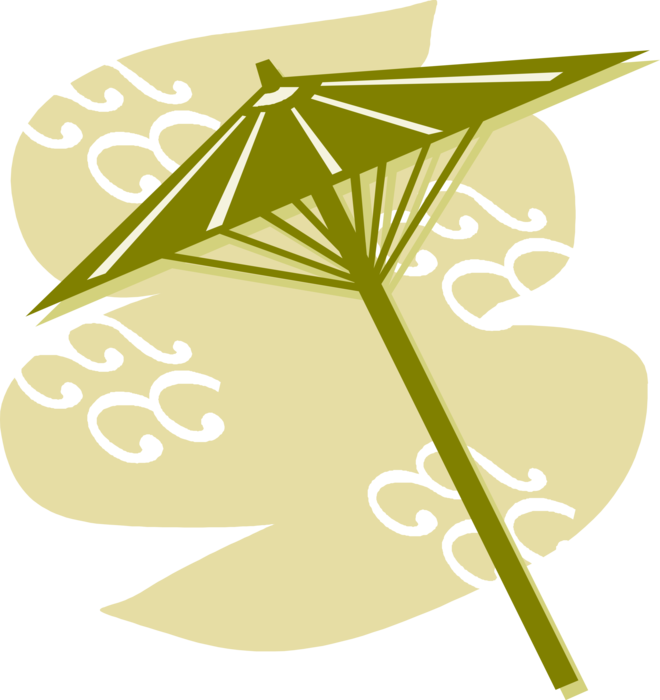 Vector Illustration of Umbrella or Parasol Provides Protection from Inclement Weather Rain or Bright Sunlight