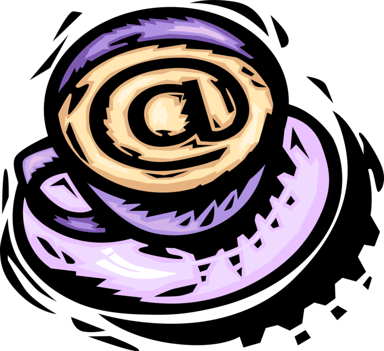Vector Illustration of Cup of Coffee with @ Sign Email Symbol