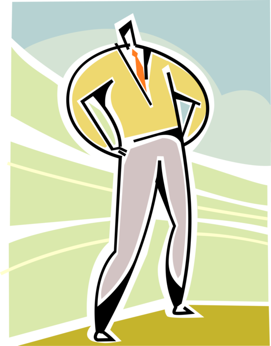 Vector Illustration of Confident Self-Assured Businessman in Control 