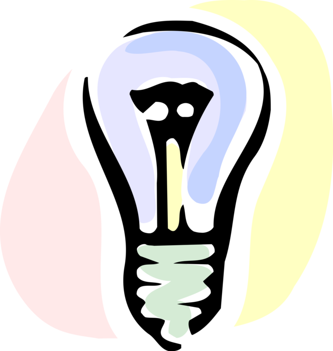 Vector Illustration of Electric Light Bulb Symbol of Invention, Innovation, Inspiration and Good Ideas