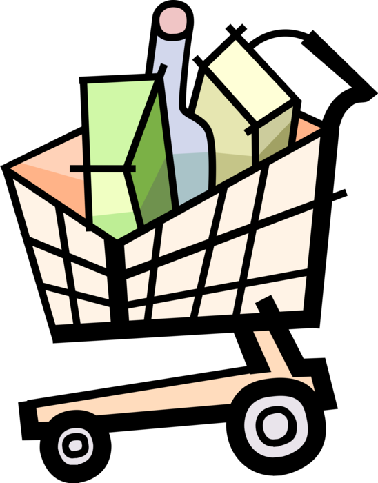 Vector Illustration of Supermarket Grocery Store Shopping Cart