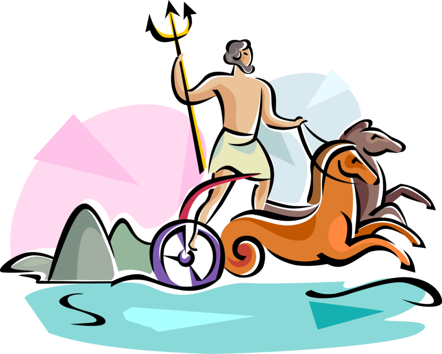 Vector Illustration of Greek Mythology and Religion Gods Poseidon, God of the Sea