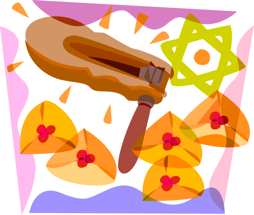 Vector Illustration of Purim Noisemaker Gragger used to Drown out Haman’s Name from Megillah in Judaism, Hamentash