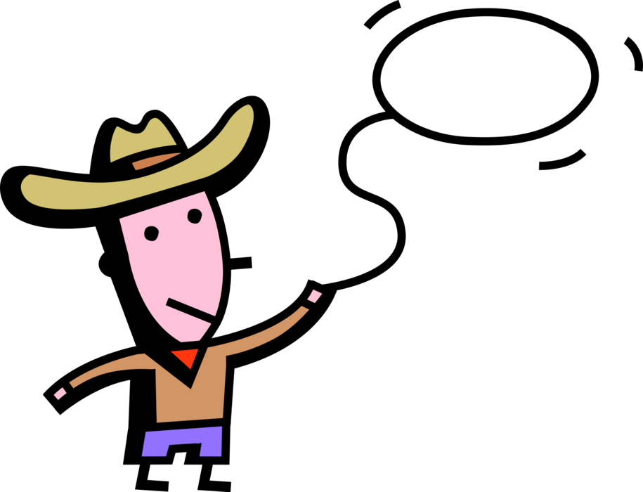 Vector Illustration of Rodeo Cowboy with Lasso Lariat Rope