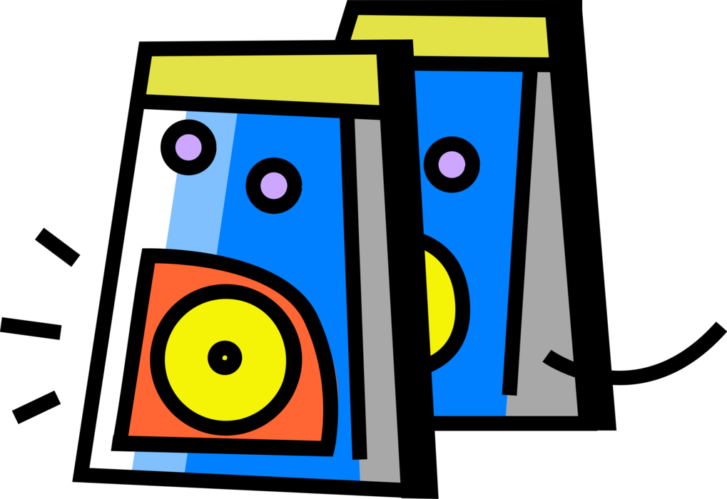 Vector Illustration of Audio Entertainment Stereo Speaker Loudspeaker Plays Music