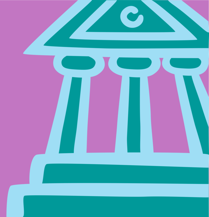 Vector Illustration of Financial Banking Institution Bank with Classical Greek Temple Columns