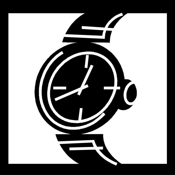 Vector Illustration of Wristwatch Timepiece Watch Keeps Time