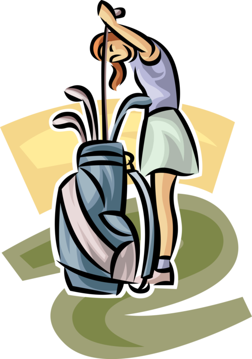 Vector Illustration of Sport of Golf Golfer Selects Golf Club from Golfing Bag