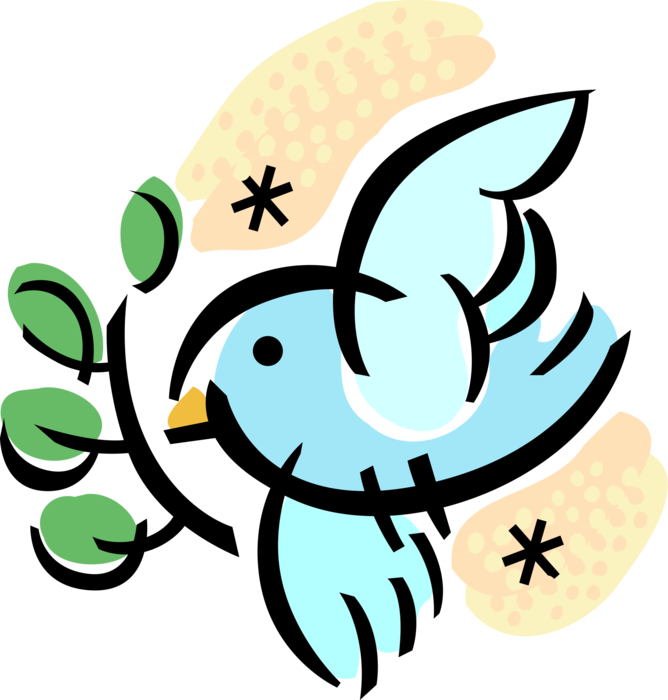 Vector Illustration of Dove Bird Flying with Olive Branch