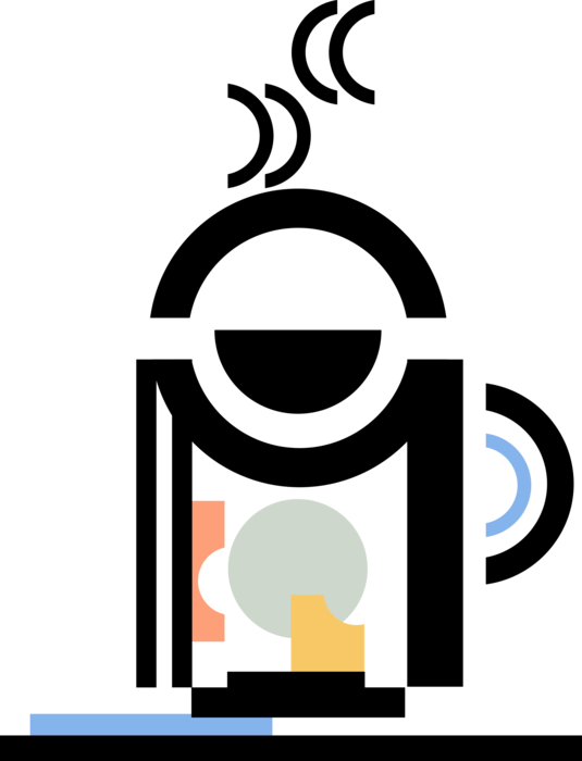 Vector Illustration of Cup of Hot Freshly Brewed Coffee Beverage Drink