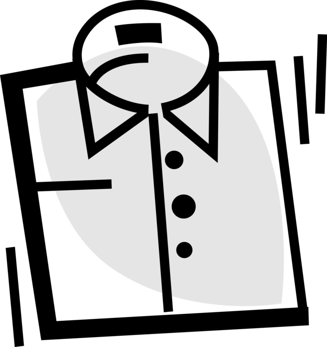 Vector Illustration of Clothing Shirt Garment with Collar, Sleeves and Cuffs