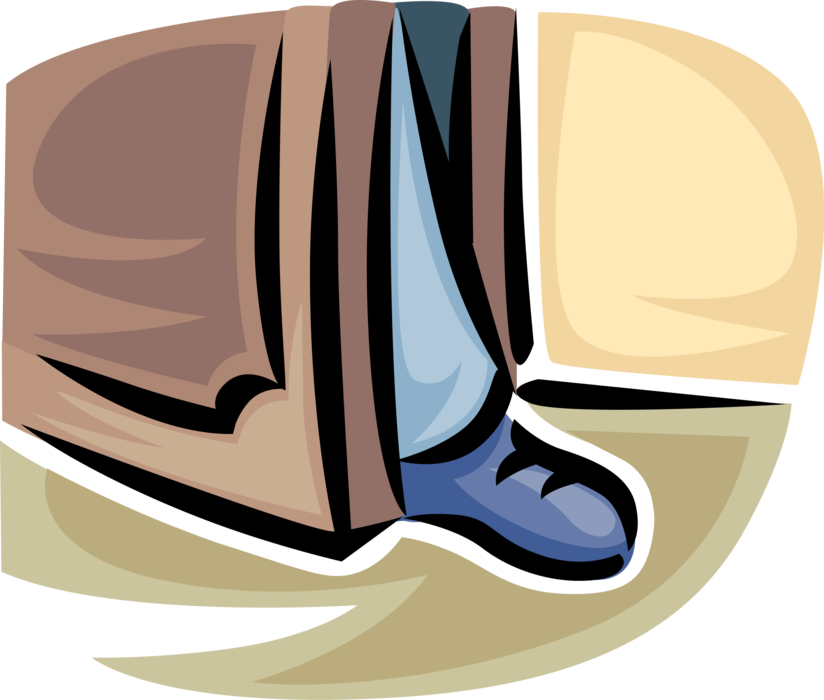Vector Illustration of Businessman Salesman Gets Foot in the Door to Create Opportunity