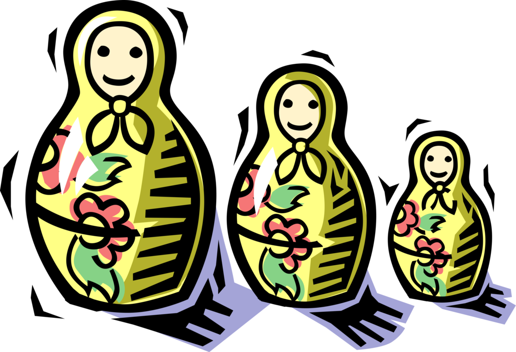 Vector Illustration of Matryoshka or Matrioshka Russian Babushka Nesting Dolls