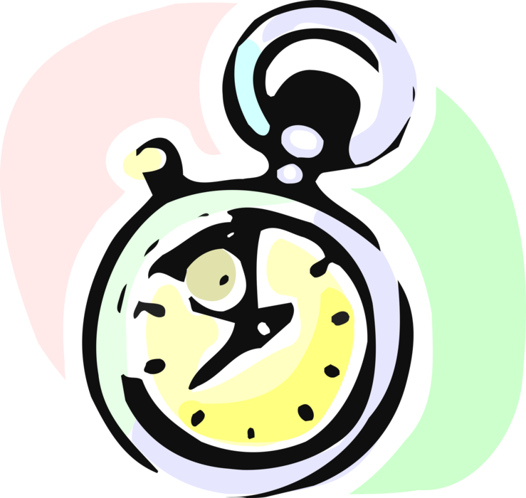 Vector Illustration of Stopwatch Handheld Timepiece Measures Elapsed Time