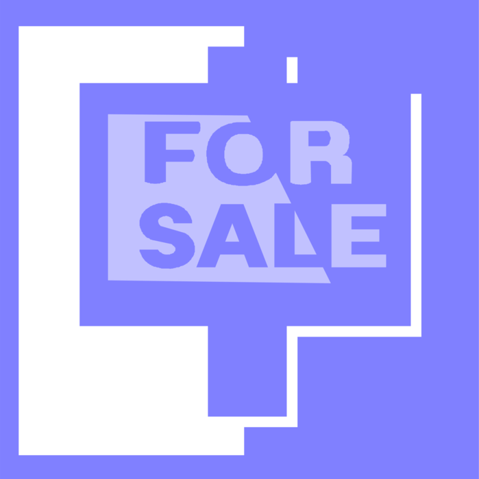 Vector Illustration of Residential Real Estate House For Sale Sign