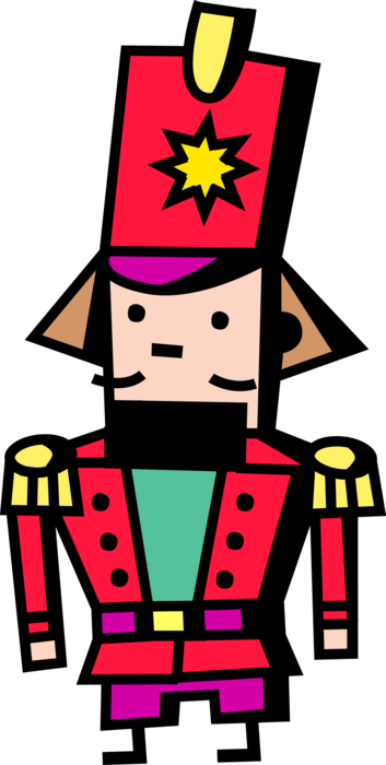 Vector Illustration of Child's Toy Soldier Nutcracker at Christmas