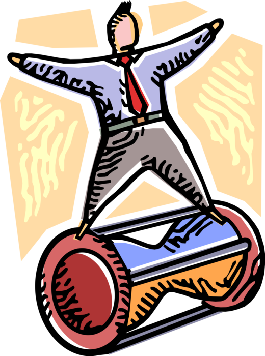 Vector Illustration of Businessman Excels at Time Management with Hourglass Sands of Time