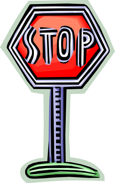 Vector Illustration of Traffic Stop Sign Notifies Motorist Drivers They Must Stop Before Proceeding