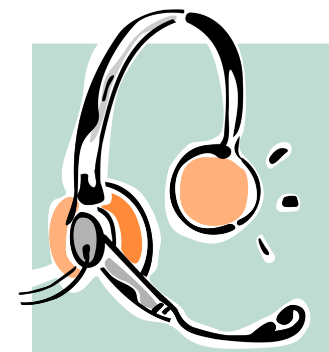 Vector Illustration of Computer Communications Headset Headphones and Microphone