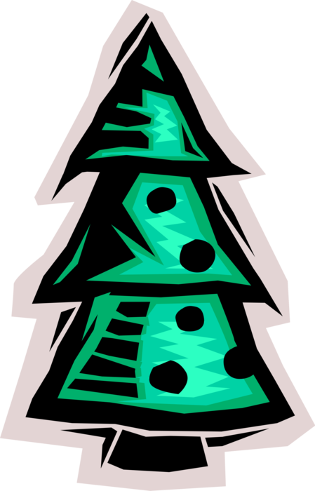 Vector Illustration of Coniferous Evergreen Fir Christmas Tree