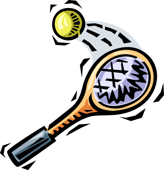 Vector Illustration of Sport of Tennis Racket or Racquet and Ball