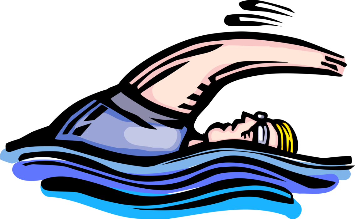 Vector Illustration of Swimmer Swims Breaststroke in Swimming Pool