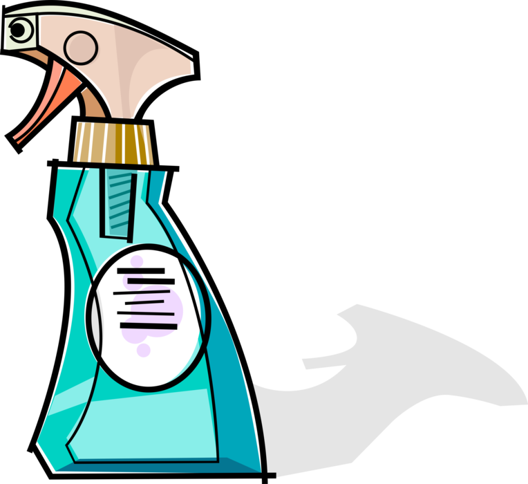 Vector Illustration of Plastic Spray Bottle Squirts, Sprays or Mists Fluids