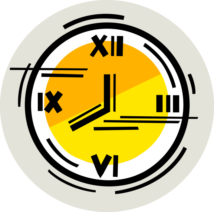 Vector Illustration of Wall Clock Timepiece Measures and Records Time