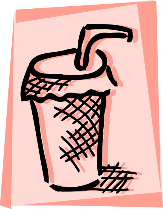 Vector Illustration of Soda Pop Soft Drink Refreshment Pop with Drinking Straw