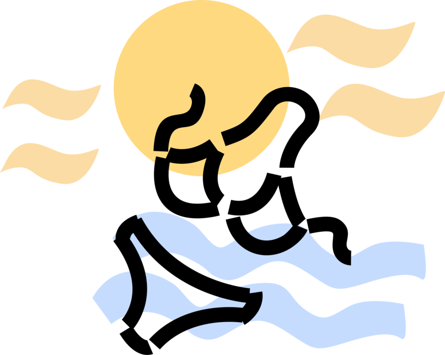 Vector Illustration of Bikini Bathing Suit with Sunshine Sun and Ocean Waves