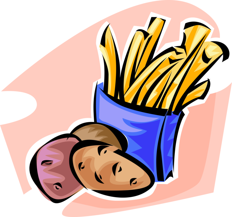 Vector Illustration of Potatoes and French Fries Snack Food