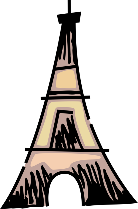 Vector Illustration of Eiffel Tower on Champ de Mars Cultural Icon and World Landmark of Paris, France