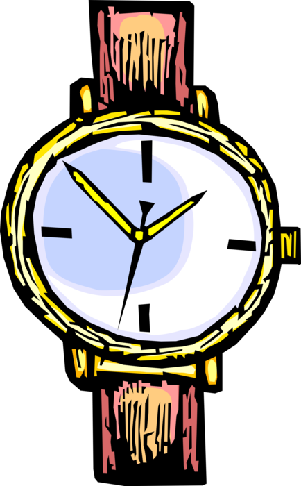 Vector Illustration of Wristwatch Timepiece Watch Keeps Time