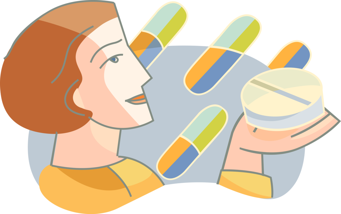 Vector Illustration of Pharmaceutical Industry Pharmacologist with Pharmacology Medicine Prescription Pill Drugs