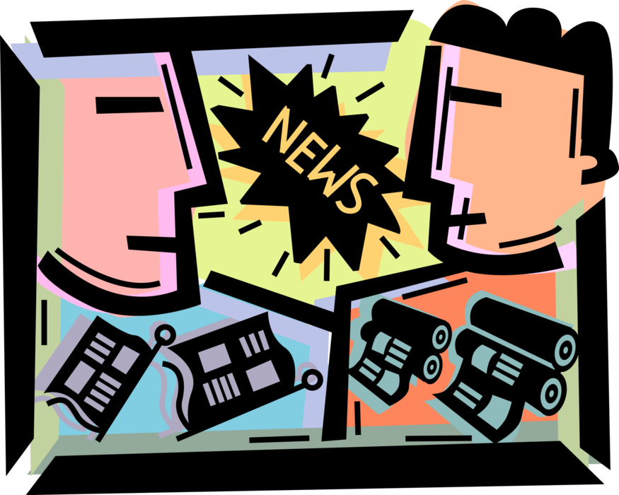 Vector Illustration of Newspaper Serial Publication Containing News, Articles, and Advertising