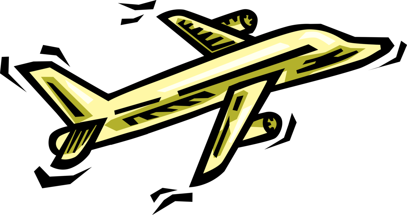 Vector Illustration of Commercial Airline Passenger Jet Airplane Aircraft in Flight