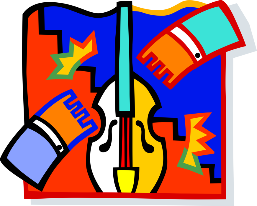 Vector Illustration of Hands with Fiddle Violin Stringed Musical Instrument