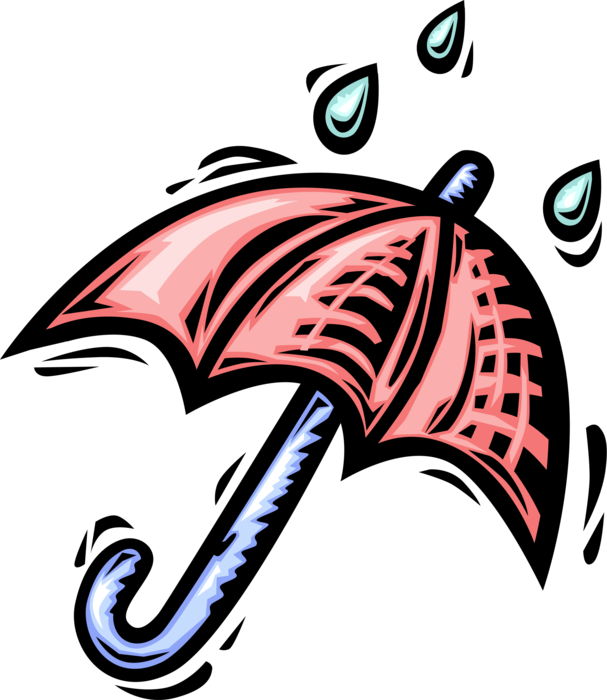 Vector Illustration of Umbrella or Parasol Provides Protection from Inclement Weather Rain or Bright Sunlight