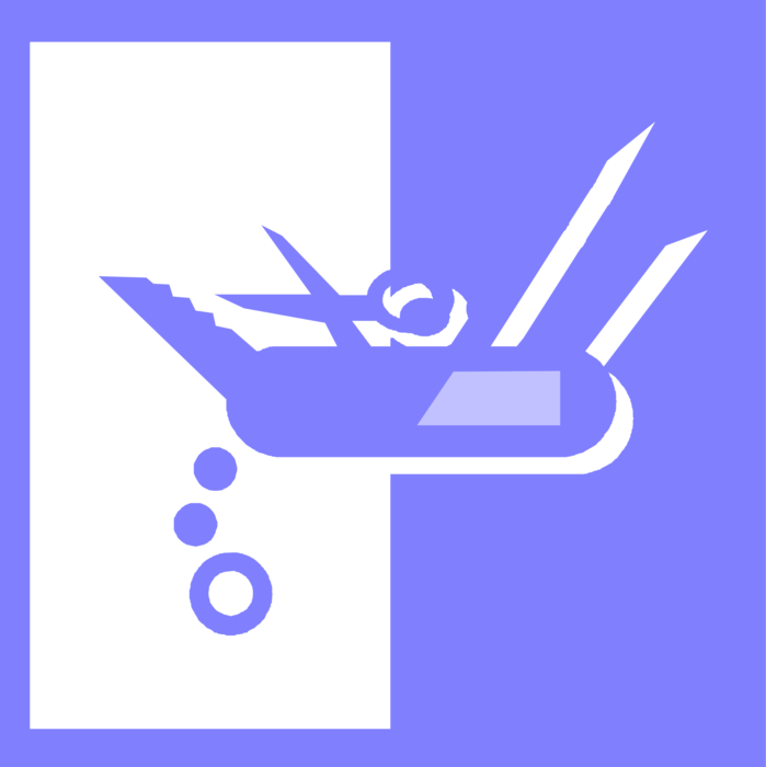 Vector Illustration of Multi-Tool Jackknife Utility Swiss Army Knife