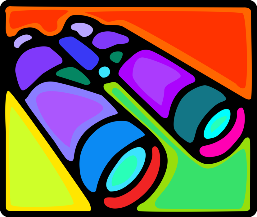 Vector Illustration of Binoculars, Field Glasses or Binocular Telescopes Produce Three-Dimensional Image