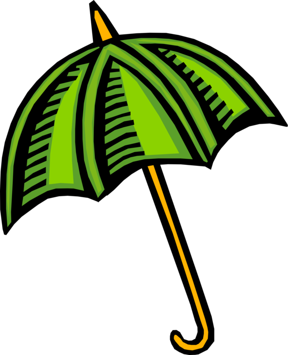 Vector Illustration of Umbrella or Parasol Provides Protection from Inclement Weather Rain or Bright Sunlight