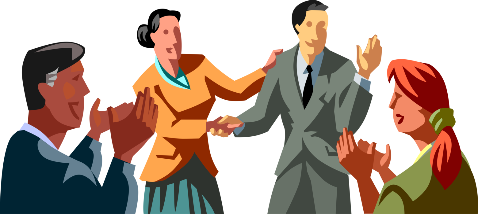 Vector Illustration of Business Colleagues Applaud Colleague's Accomplishments and Success with Clapping Hands
