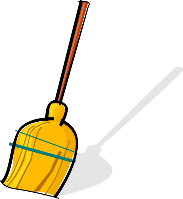 Vector Illustration of Straw Broom Cleaning Tool Sweeps Dirt and Dust from Floors