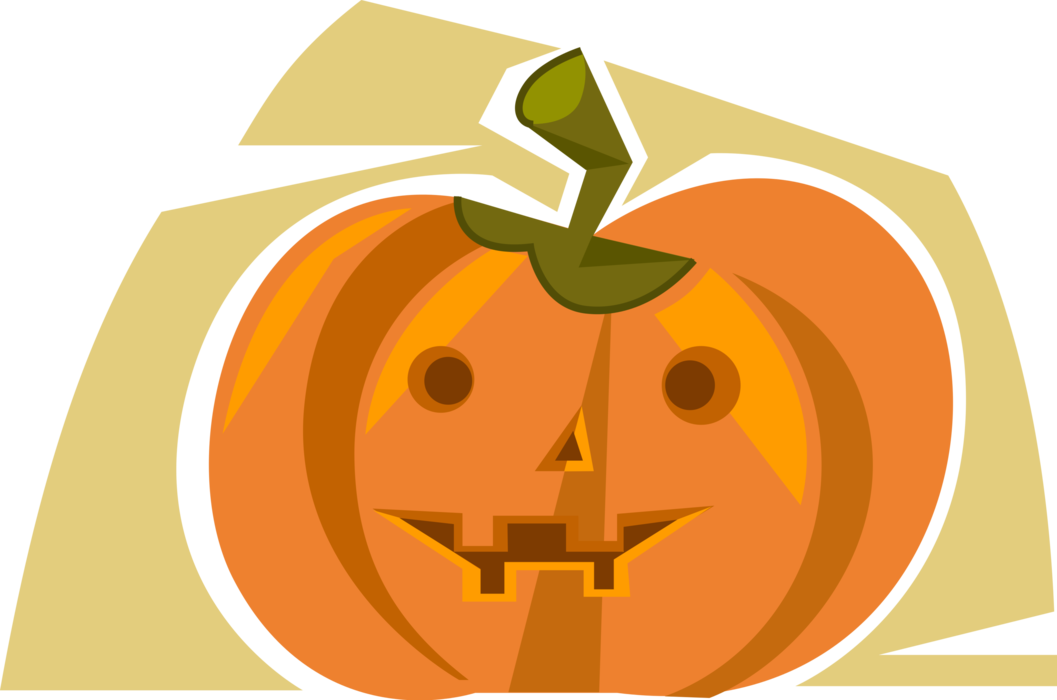 Vector Illustration of Halloween Carved Pumpkin Jack-o'-Lantern