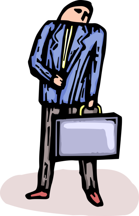 Vector Illustration of Businessman with Briefcase Goes to Work
