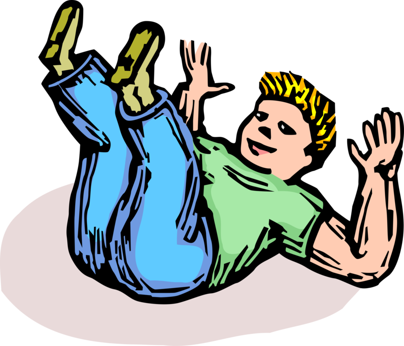 Vector Illustration of Boy Playing Rolls on Ground