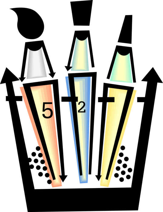 Vector Illustration of Visual Arts Artist's Brushes and Drawing Pencils