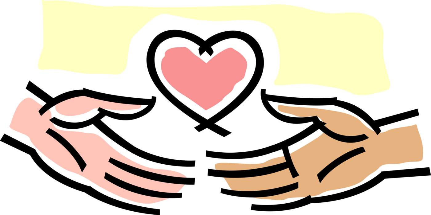 Vector Illustration of Compassionate Hands Show Affection with Loving Heart