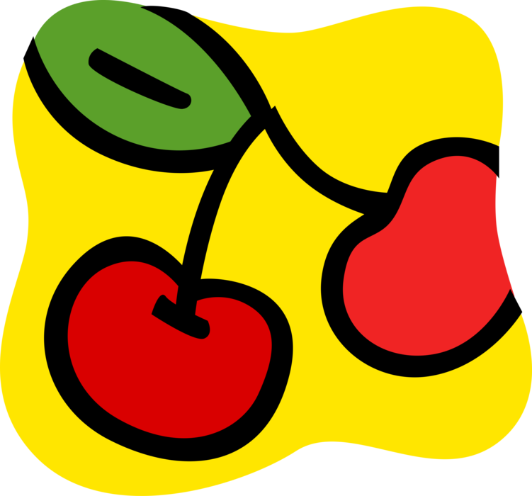 Vector Illustration of Sweet Fruit Cherries with Leaf