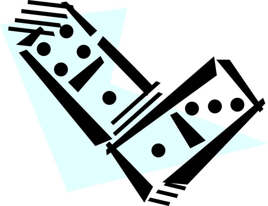 Vector Illustration of Dominoes Dominos Game Played with Rectangular Domino Tiles